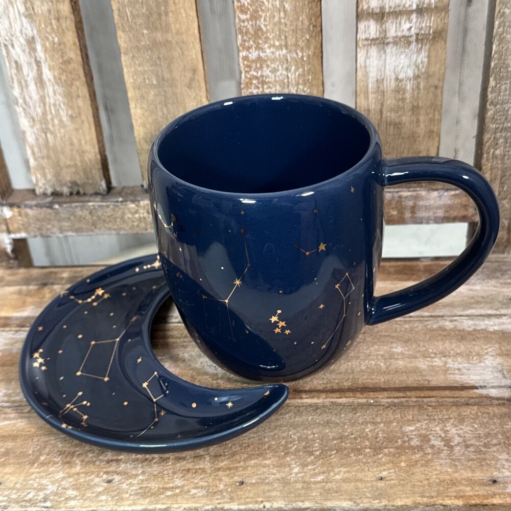 World Market Gold Foil Constellation Mug And Moon Saucer Set Astrology Astronomy
